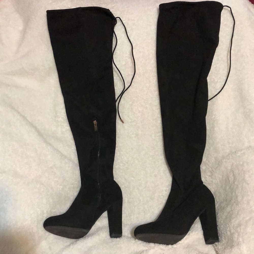 Black thigh high boots
